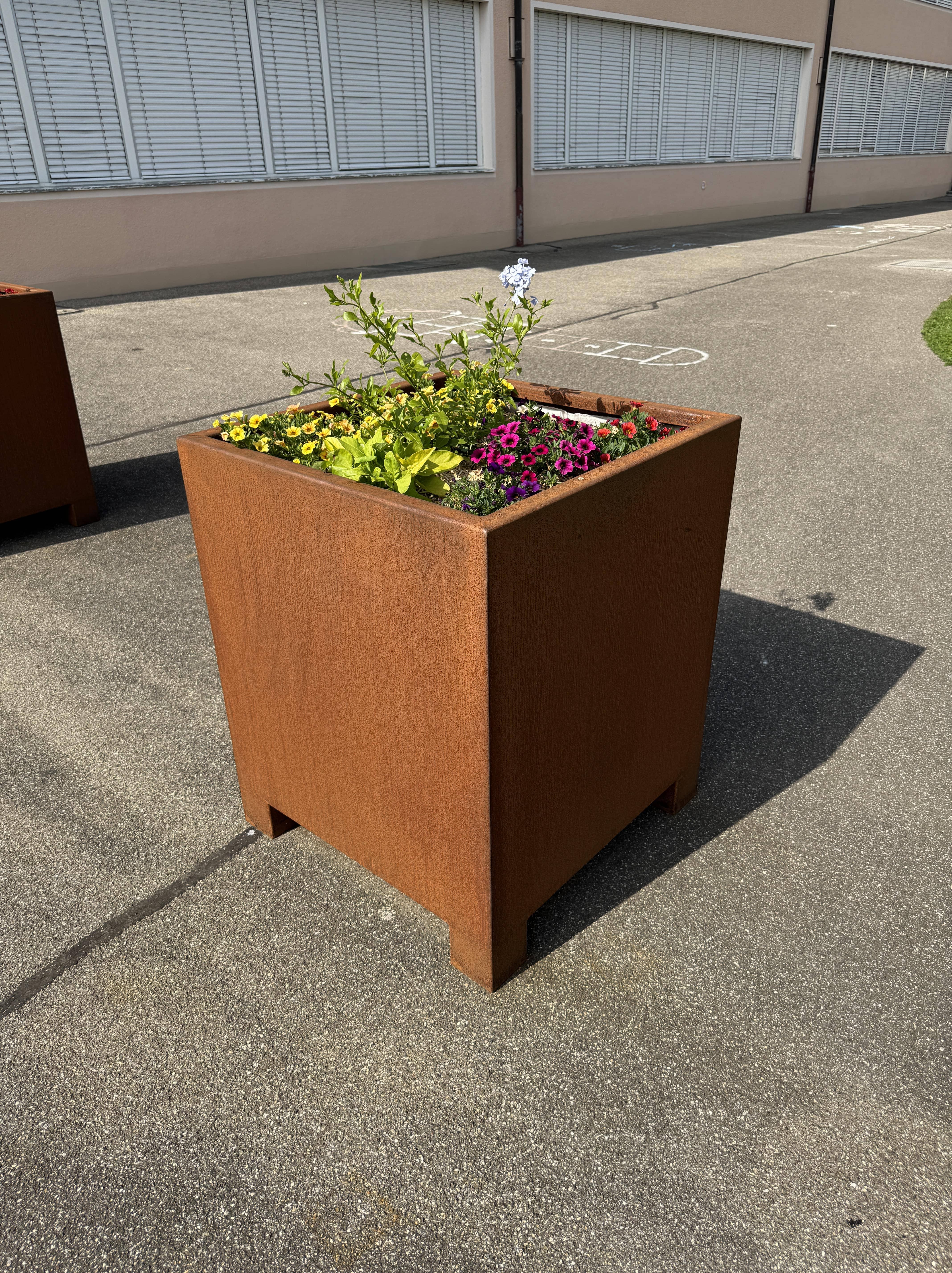 Bac à fleurs en acier Corten